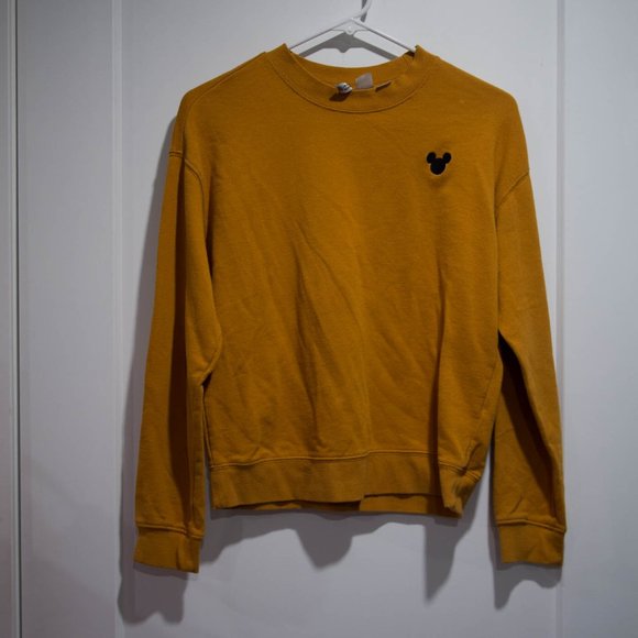 Divided Tops - Divided Mustard Embroidered Mickey Crewneck